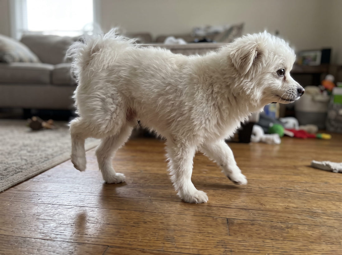 Small dog with a skipping gait, a classic sign of a luxating patella
