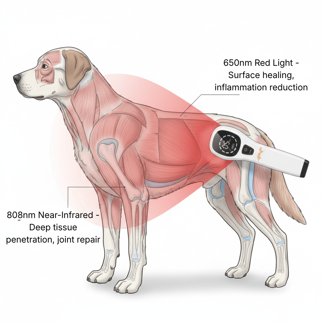 Dual-Wave Red Light Therapy Device for Dogs (808 nm + 650 nm)
