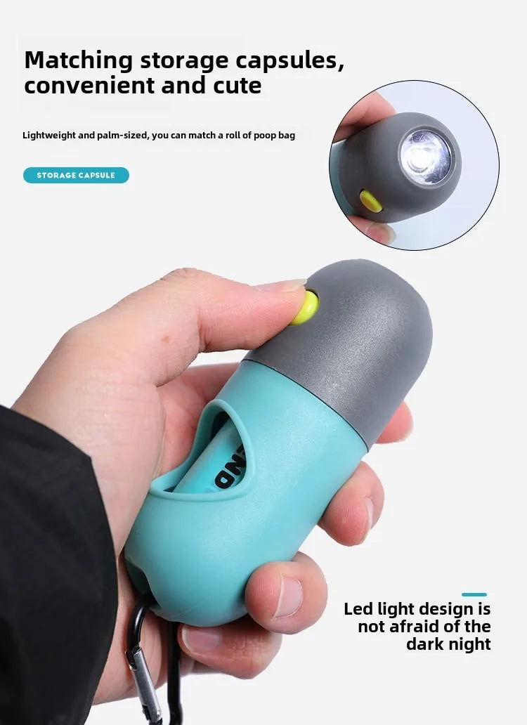 LED Poop Bag Dispenser – Portable Dog Waste Holder with Flashlight